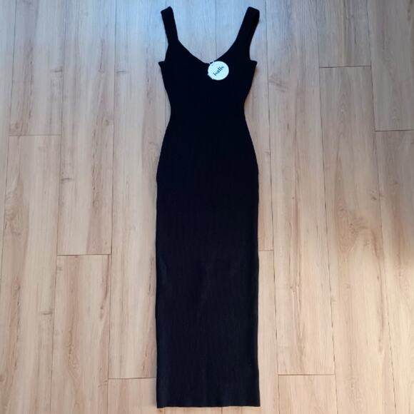 NWT Isalis Maize Midi Dress Ribbed Black Size S Quiet Luxury Bodycon - Picture 4 of 12